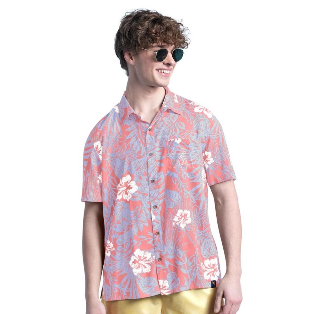NWOT MARGARITAVILLE Jimmy Buffett Shirt XL Floral Tropical Pink-Blue Short-Sleev